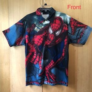 Spiderman Graphics Button Down Mens Shirt Medium Marvel Columbia Pics The Movie